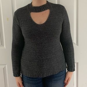 Grey Keyhole Neck Sweater